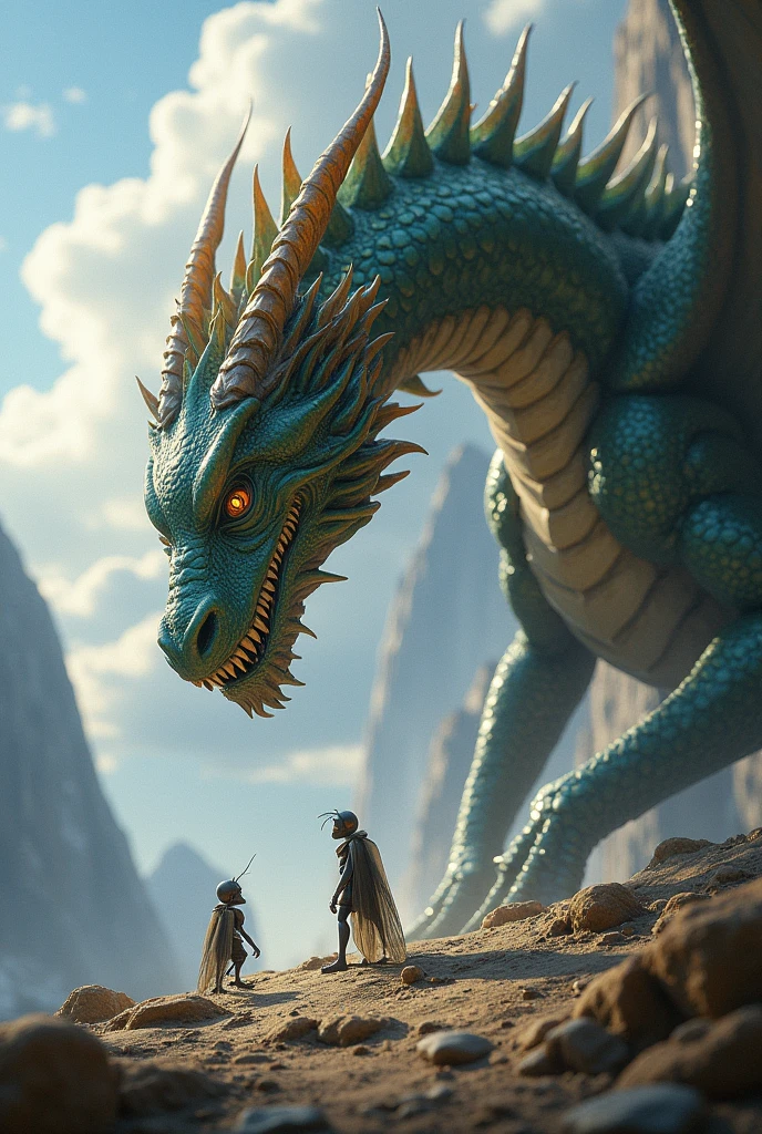 A large golden dragon faces a woman., ผู้หญิงแต่งตัวด้วย female character wearing goggles while sitting in the desert, in the style of cyberpunk imagery.Desert Scene