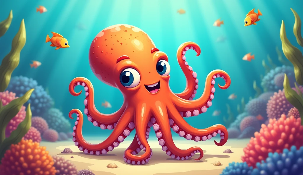 O for octopus create a wonderful cartoon image