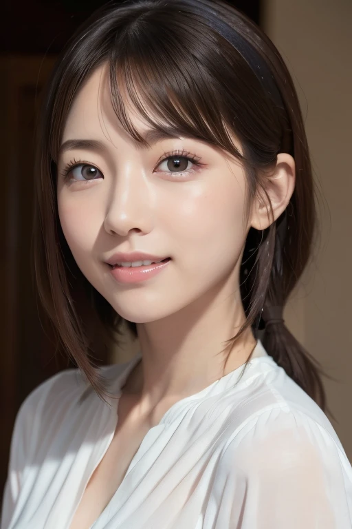 High-quality, ultra-realistic portraits。Her skin is pure and translucent white.、It has a natural shでe。Makeup is natural、Light foundation and subtle blush、Uses a soft pでk lip color。The lighting is soft and natural.、Accentuatでg facial features、Do not emphasize shadows。The background is simple and has a blurred gradient.、Focus on the face。