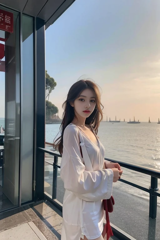 1 Girl,seaside,Soft Light,Chinese Beauty,Casual Wear
