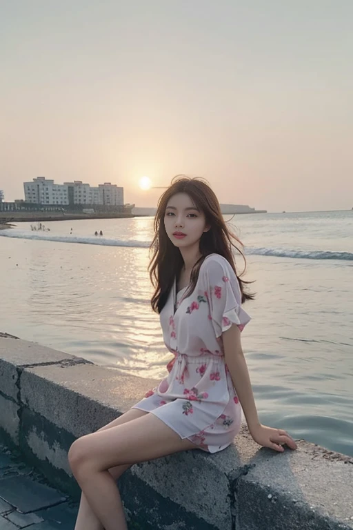1 Girl,seaside,Soft Light,Chinese Beauty,Casual Wear
