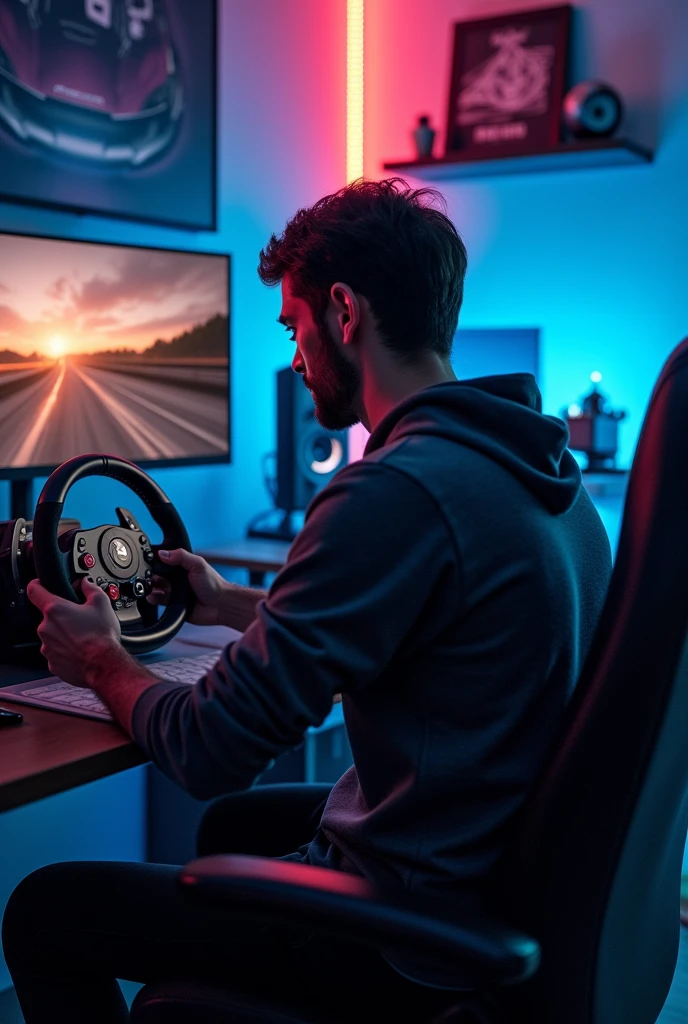 Gamming room setup with a g29 steering wheel