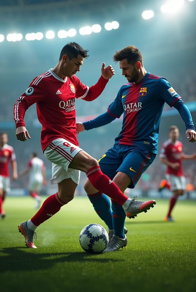 Ronaldo kicked by Messi