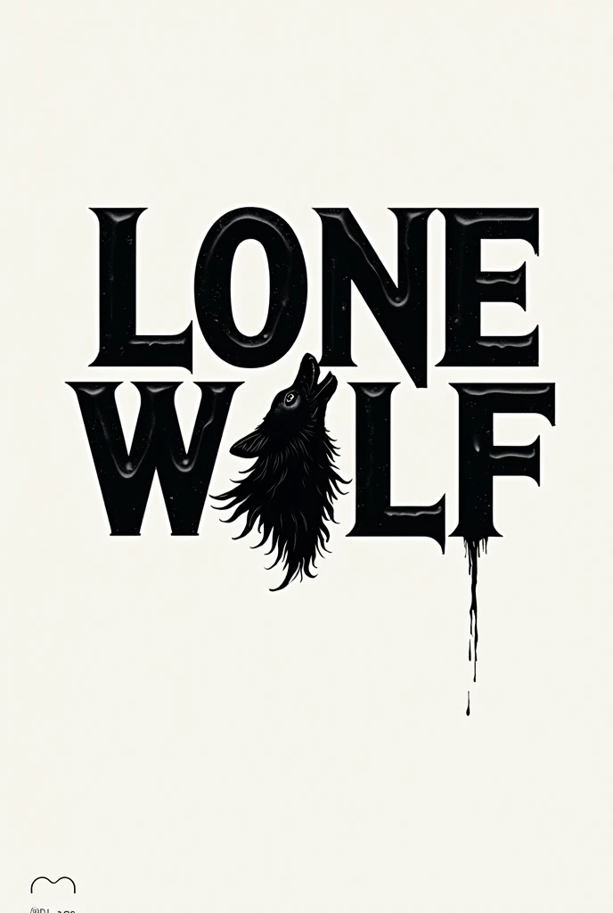 capital typografi font written "LoneWolf" bold,artistic,with a little howling wolf in the middle