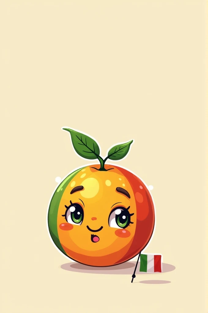 Cartoon of an orange with an Italian flag