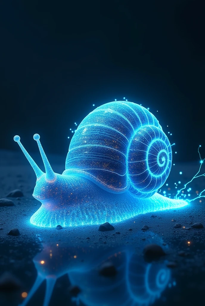 Snail have power blue spark energy glowing. Turbo snail.