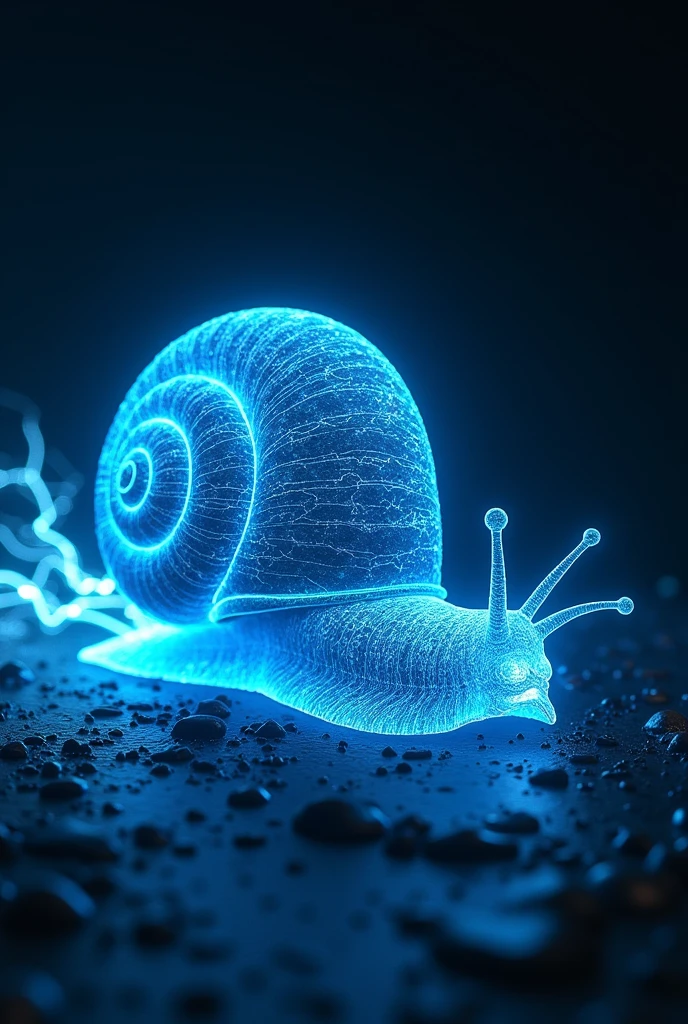 Snail have power blue spark energy glowing. Turbo snail. 