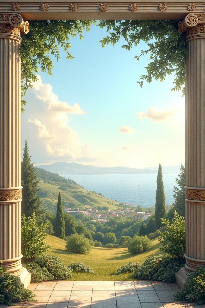 A simple greek themed border design in landscape