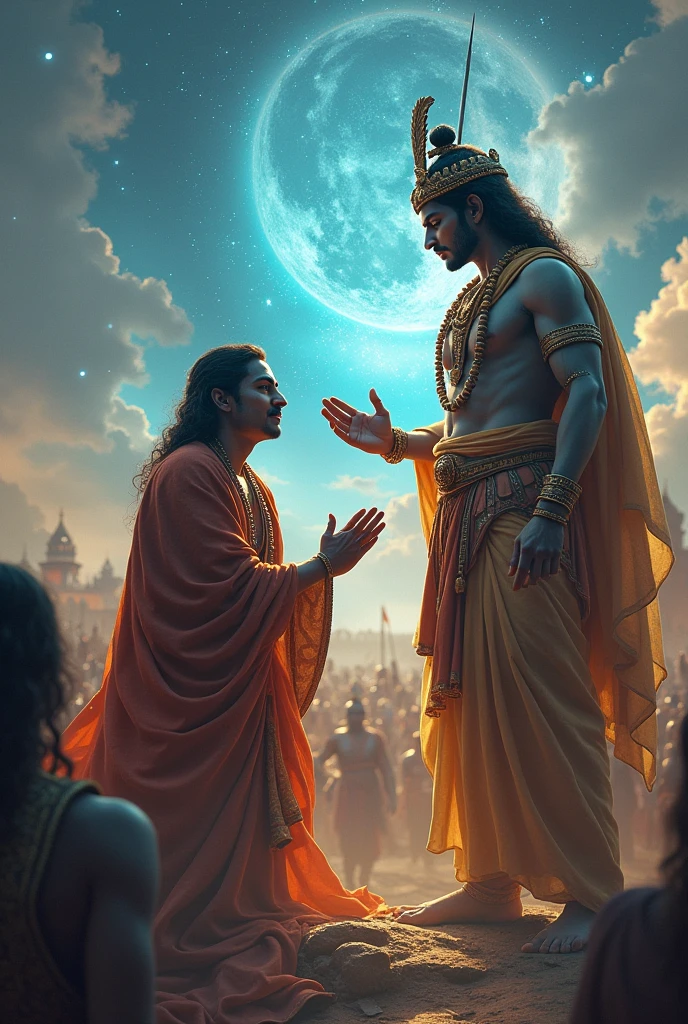 Final Scene Reflecting the Moral of the Story**  
    *The final scene, highlighting the compassionate and benevolent nature of Lord Vishnu, summarizing the moral of the story.*