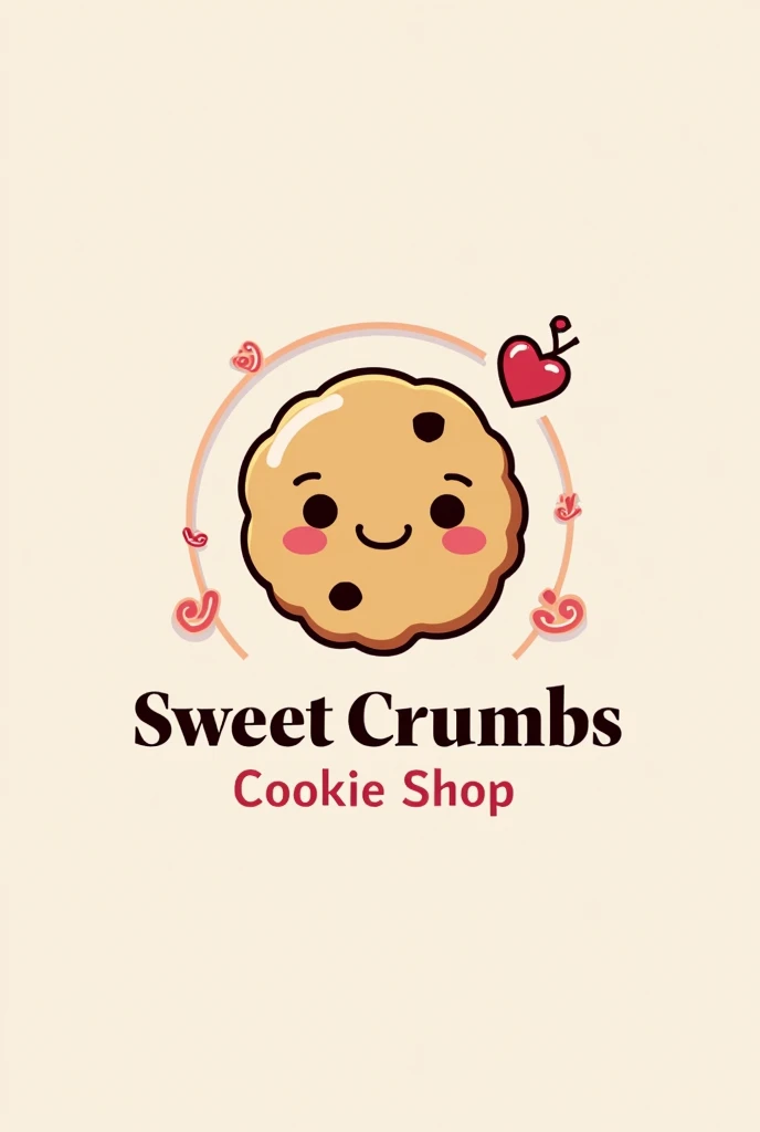 Logo cookie shop name ‘Sweet Crumbs’ in aesthetic, model, cartoon design 