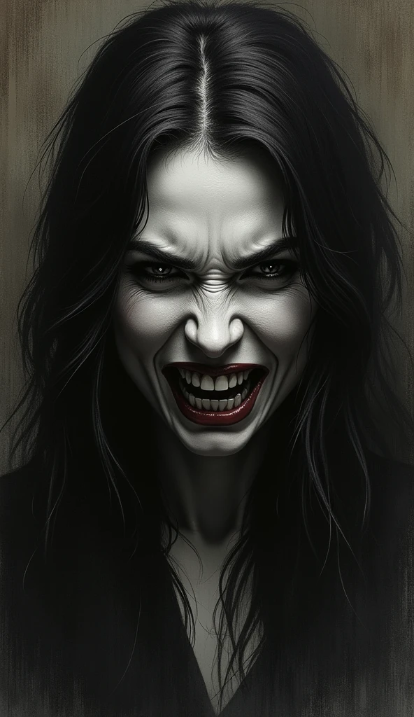 drawing of woman with evil look