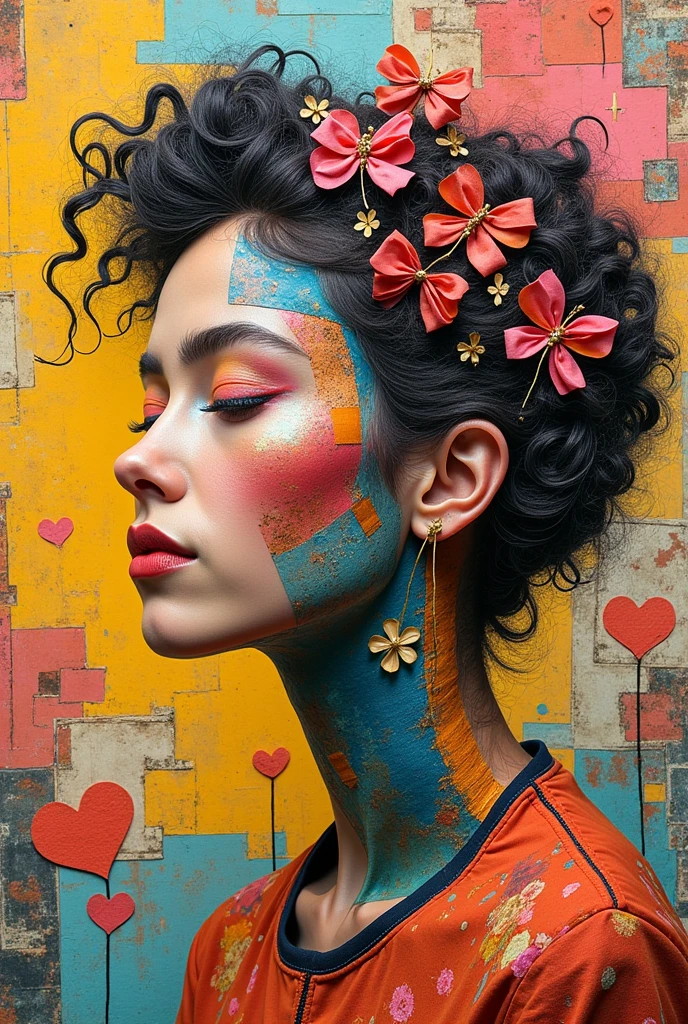 Create a creative arts design, something like a collage with the words "All love. No drama." written somewhere within it,
