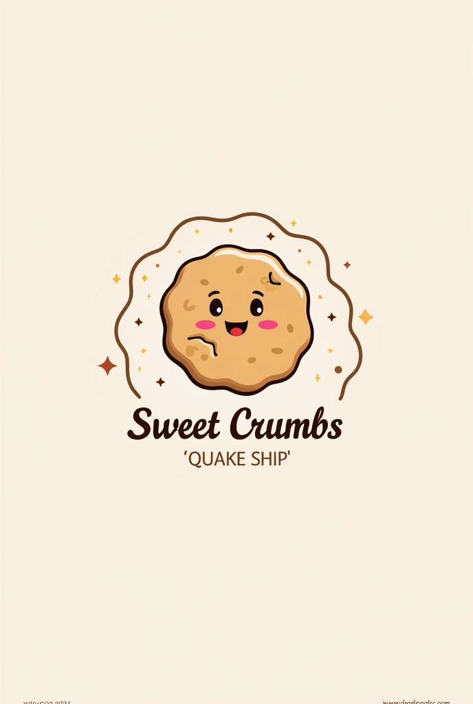 Logo cookie shop name ‘Sweet Crumbs’ in aesthetic, model, cartoon design