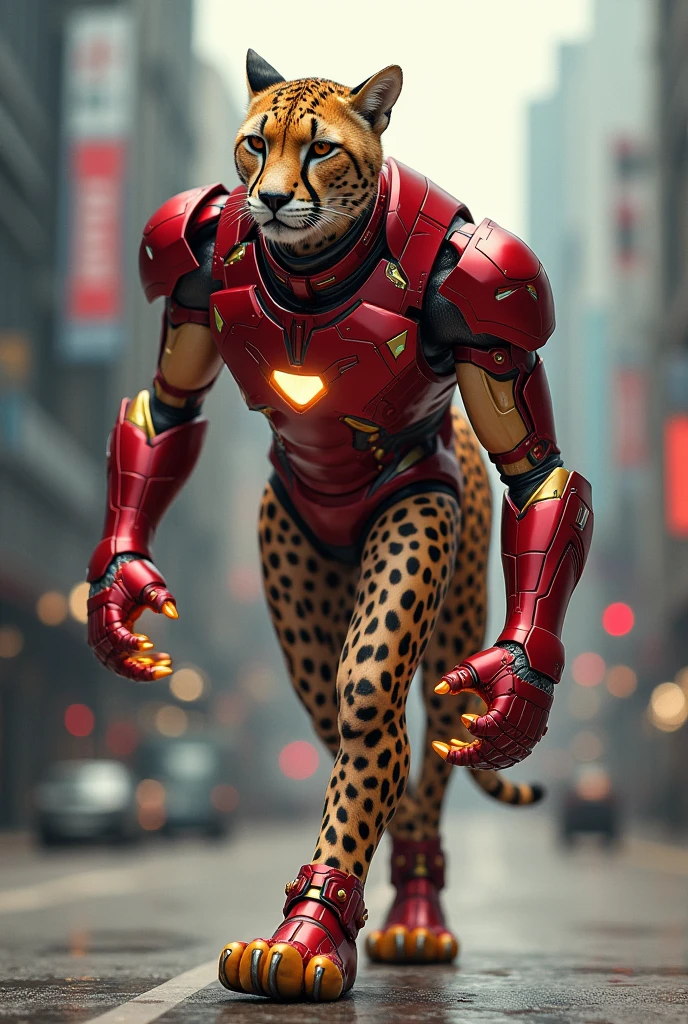 Cheetah in iron man costume