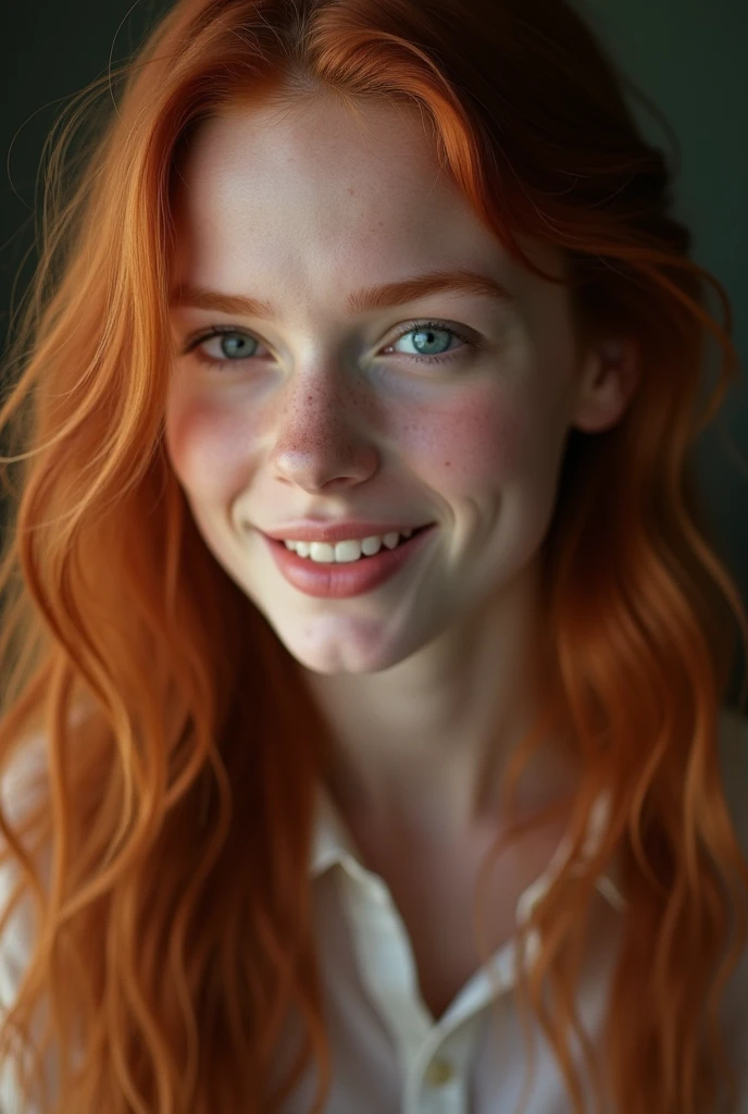 (photorealism:1.2), A redhead girl with long hair. Masterpiece,  some small freckles, pale skin, thin lips, seductive smile, runners body, (thin hips, thin waist: 1.25), detailed skin, smile, (full body: 1.1),  24mm, soft cinematic light, RAW photo, intricate, elegant, highly detailed, sharp focus, ((((cinematic look)))), soothing tones, insane details, intricate details, low contrast, soft cinematic light, dim colors, exposure blend,, faded, 16K, ultra high res.photorealistic, UHD, RAW, DSLR,
INFO
