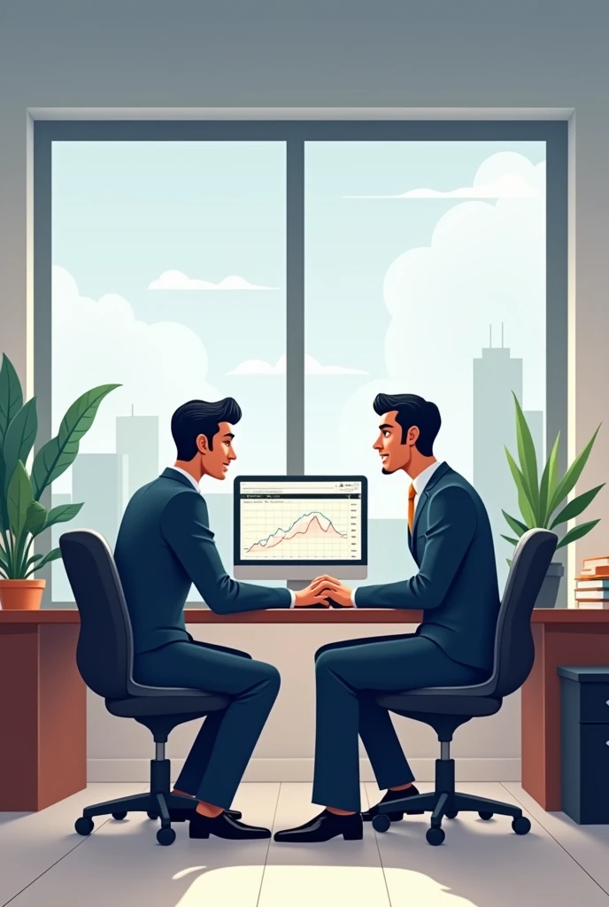 Creat me logo with two crypto traders in office  with company name USAMA BATURE AND TAHIR 