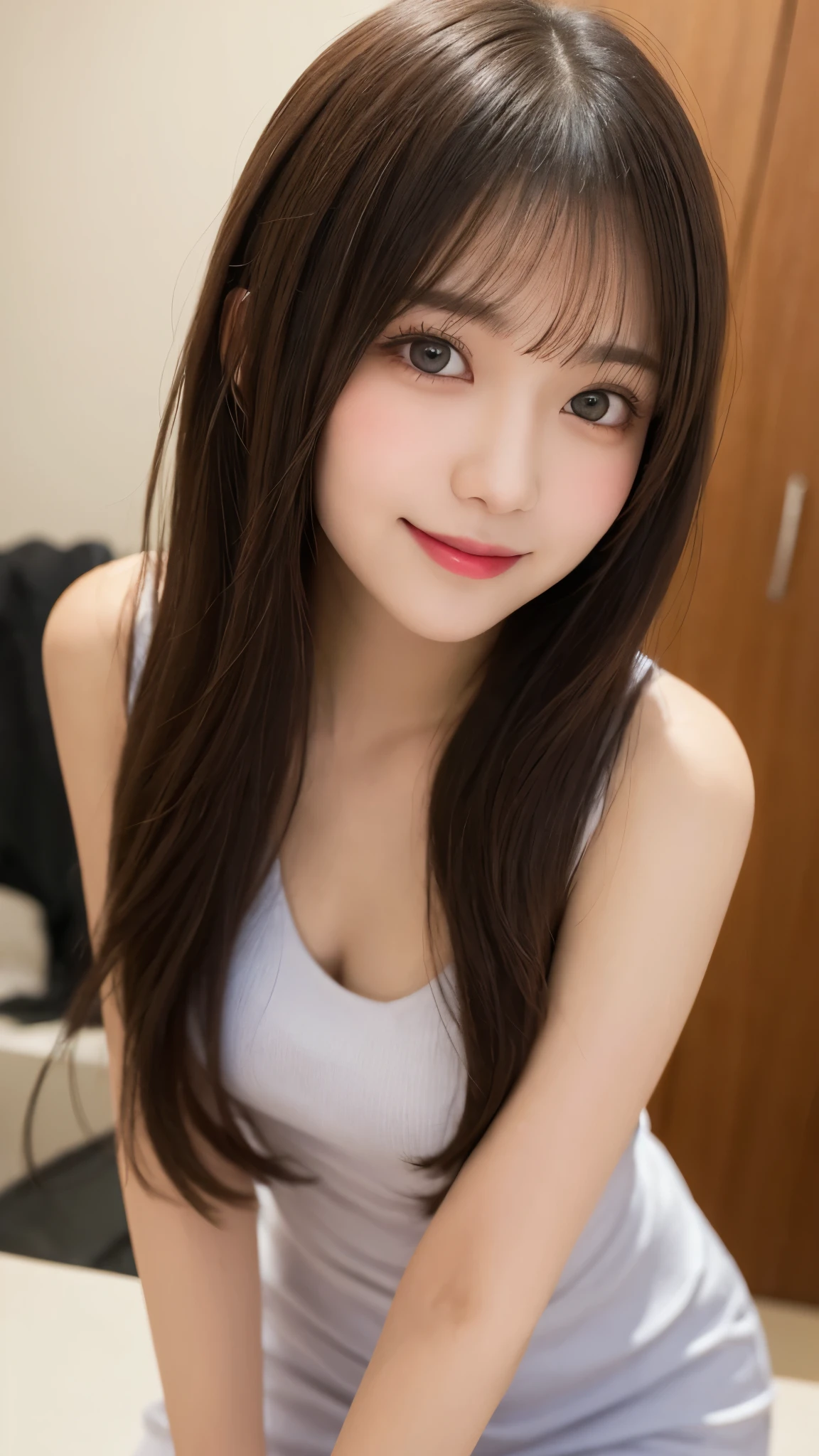 Tabletop, Highest quality, shape, Very detailed, finely, High resolution, 8k wallpaper, 完璧なダイナミックな構shape, Beautiful and exquisite,ランダムなcute髪,,Natural color lip, Bold sexy pose,smile、20-year-old girl、cute、Always blur the background,Perfect and beautiful face,Slim face and figure,Big eyes、Putting on gal makeup,Small face,Shooting from below、smile,Blurred Background,Elegant feminine face、Change pose randomly、Randomly change the shooting angle and position、smile、Top to bottom々Shoot from the right angle and direction、cute、cute顔