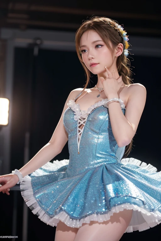 Ultra HD、High resolution、clear、Female Warrior、Glittering ornaments、Colorful and gorgeous jewelry、Beautiful Blue Eyes、Silver Dress、jeweled dress、Beautiful braided hair、
((Highest quality)), ((masterpiece)), (detailed), Captivating Gaze, レオタードballetの人物, cute, 非常にdetailedな, 超High resolution, Kodak Vision Color,Shooting with LT camera,Highest quality, 8k, High resolution, 1 person, (Professional Lighting),、thin、ballet。Ballerina dancing gracefully on stage。Soft lighting and excellent shadow representation、Expressing an emotional and romantic atmosphere。Be enchanted by the subtle details and vibrant colors of frilly opera tutus and leotards.。Great stage backdrop.Perfect Face、European women、Blonde
