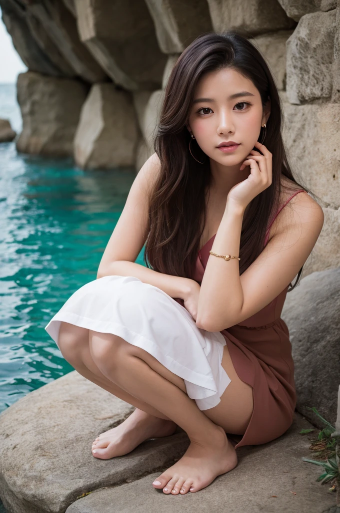 Top image quality、masterpiece、超A high resolution、Cute s、in poolside、sexy pose、Cute Japan Woman、Asians、8k、RAW Photography、hightquality、masterpiece、realisitic、Photorealsitic、