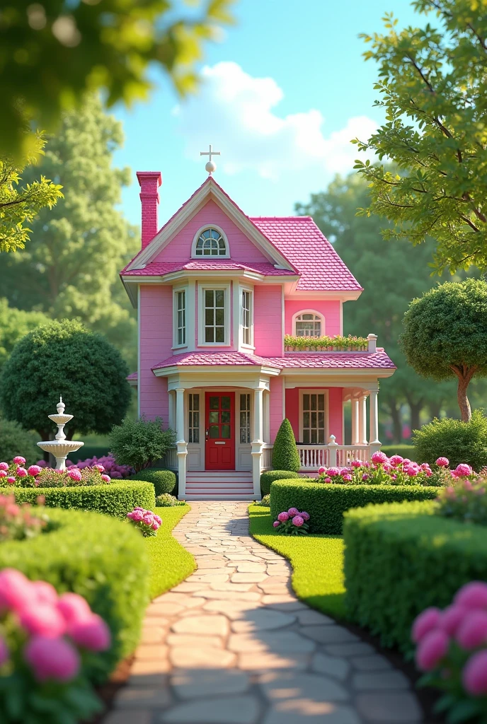 A background image of a garden for a Barbie house in A4 format, Lying.
