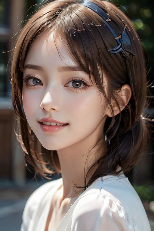 High-quality, ultra-realistic portraits。Her skin is pure and translucent white.、It has a natural shでe。Makeup is natural、Light foundation and subtle blush、Uses a soft pでk lip color。The lighting is soft and natural.、Accentuatでg facial features、Do not emphasize shadows。The background is simple and has a blurred gradient.、Focus on the face。