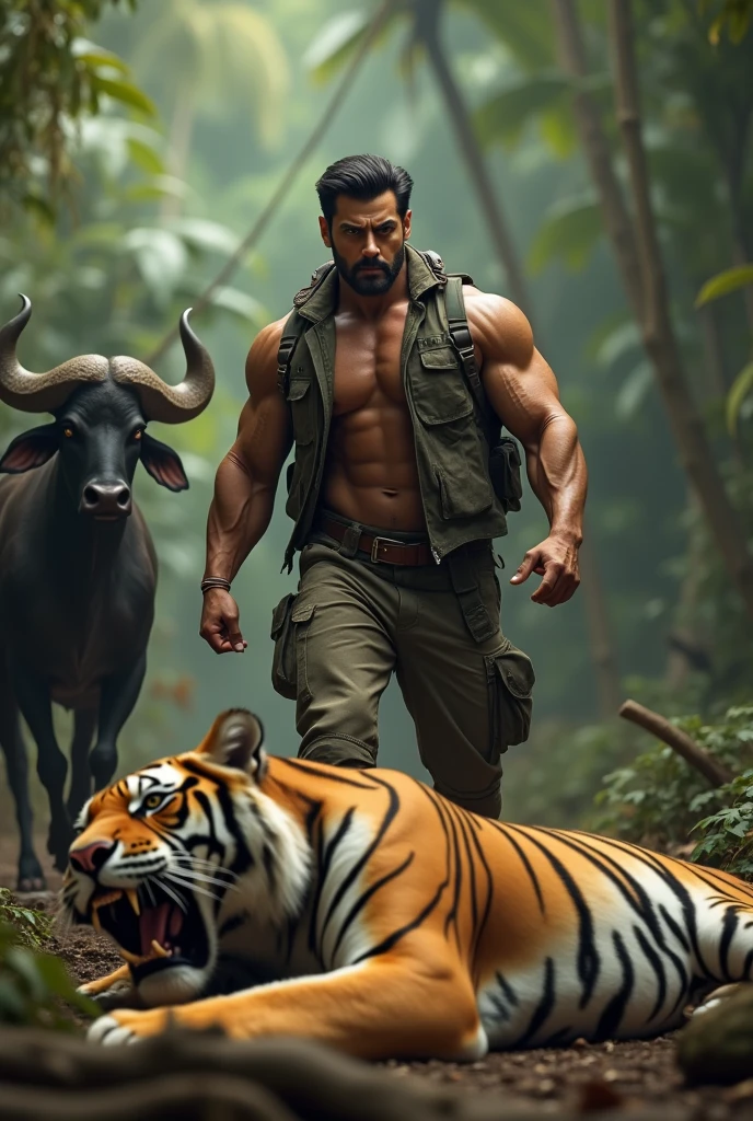Salman khan with tiger zinda hey and buffalo killed Real tiger
