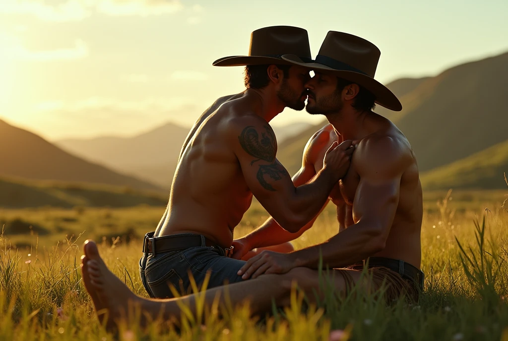 Short Hair!!!Breakback Mountain, the western United States, Lying on the grass, !!!Lying on the grass, !!!the complex relationship between love and sex between two men, Heath Ledger, Jack Glenho, working on the farm, handsome, cowboysexy triangle thongs, more details, background scattering 1.8 HD 8k real photos! sex. Chest muscles! Chest hair! tattoo. white hair Smoke, movie feeling! Movie lights! Award-winning poster Ambiguous and teasing Western cowboy dress up。Close-up multi-angle shooting。The close-up of the protagonist!!!kissing Lying on the grass, taking a picture of God's perspectivebeautiful anime girl, Very beautiful and cute fox girl, Pink Flower Rain, Background blur, Anime style 4k, Anime Fantasy Artwork, 4k anime wallpaper, Guvez-style artwork