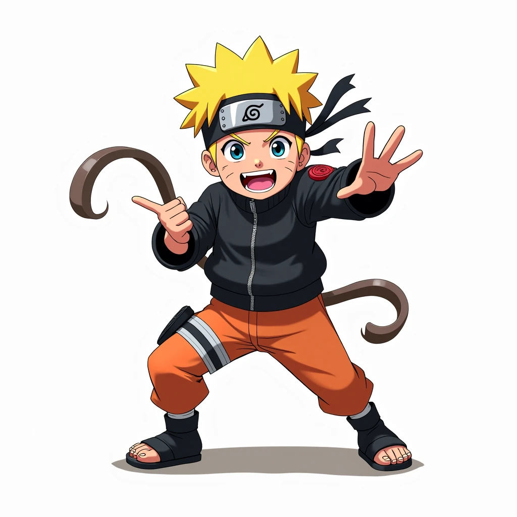 Sticker, "Nin-nin! Time for a ninja adventure!"
- Naruto strikes a playful, mischievous pose, ready to embark on a new mission, on a white background, Detailed