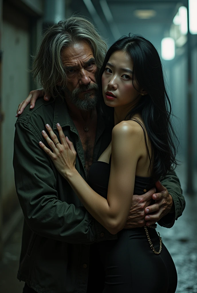 Fat ugly old homeless dude groping rich sexy busty korean girl
