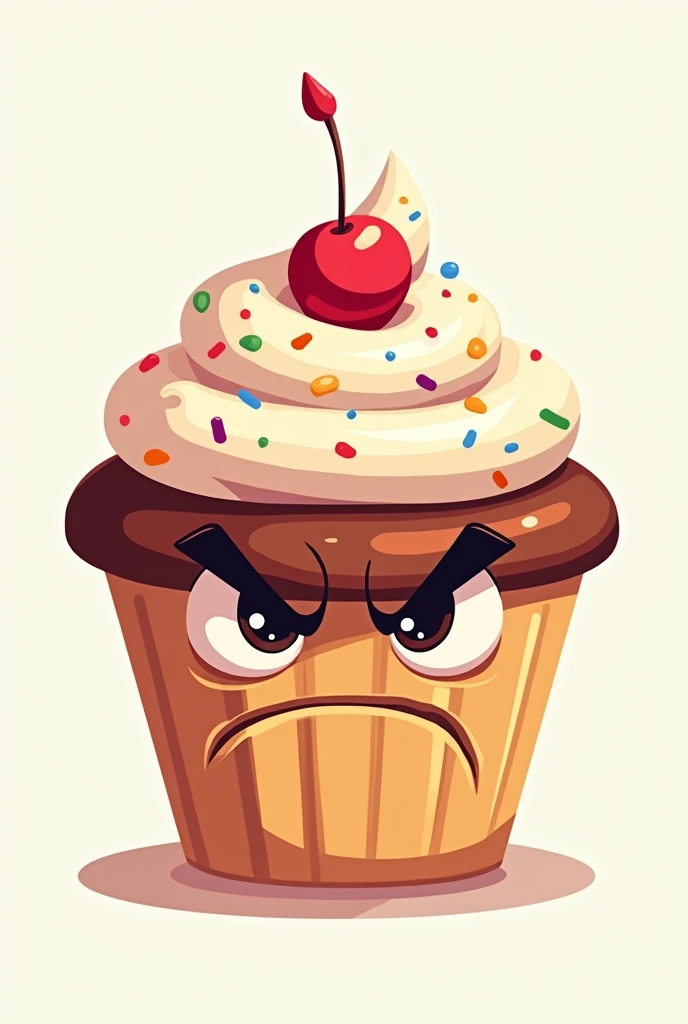 Angry animated cupcake logo