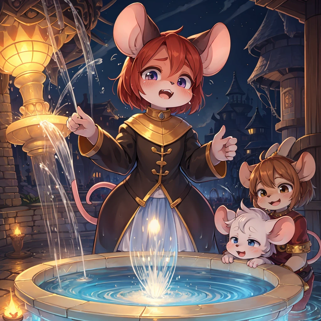 (splish fountain) , Mouse Kingdom , mouse couple , Scream Rides , moist thin eyes , glossy lips , Swollen cheeks