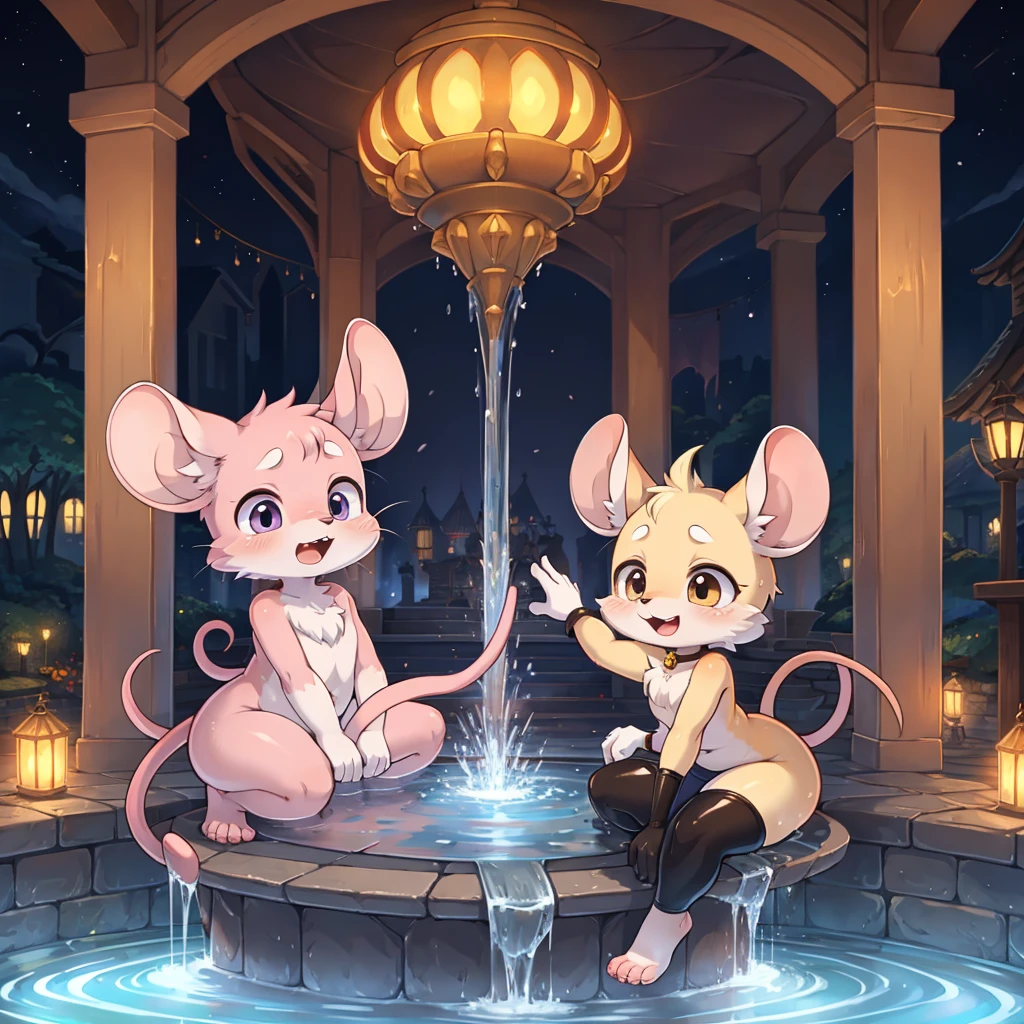 (splish fountain) , Mouse Kingdom , mouse couple , Scream Rides , moist thin eyes , glossy lips , Swollen cheeks
