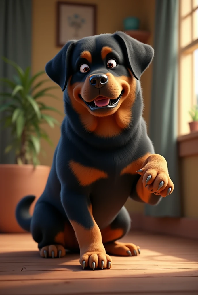 Rottweiler saying "TAP TAP"