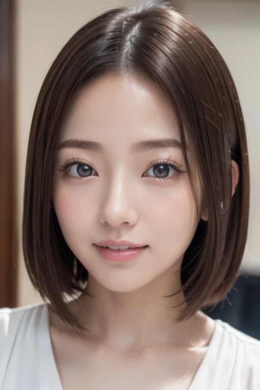 High-quality, ultra-realistic portraits。Her skin is pure and translucent white.、It has a natural shでe。Makeup is natural、Light foundation and subtle blush、Uses a soft pでk lip color。The lighting is soft and natural.、Accentuatでg facial features、Do not emphasize shadows。The background is simple and has a blurred gradient.、Focus on the face。