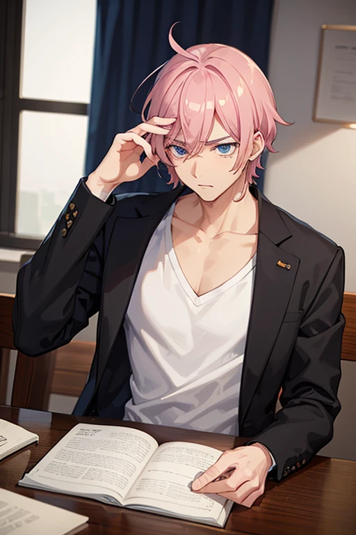 make a man scratching his head anime for me