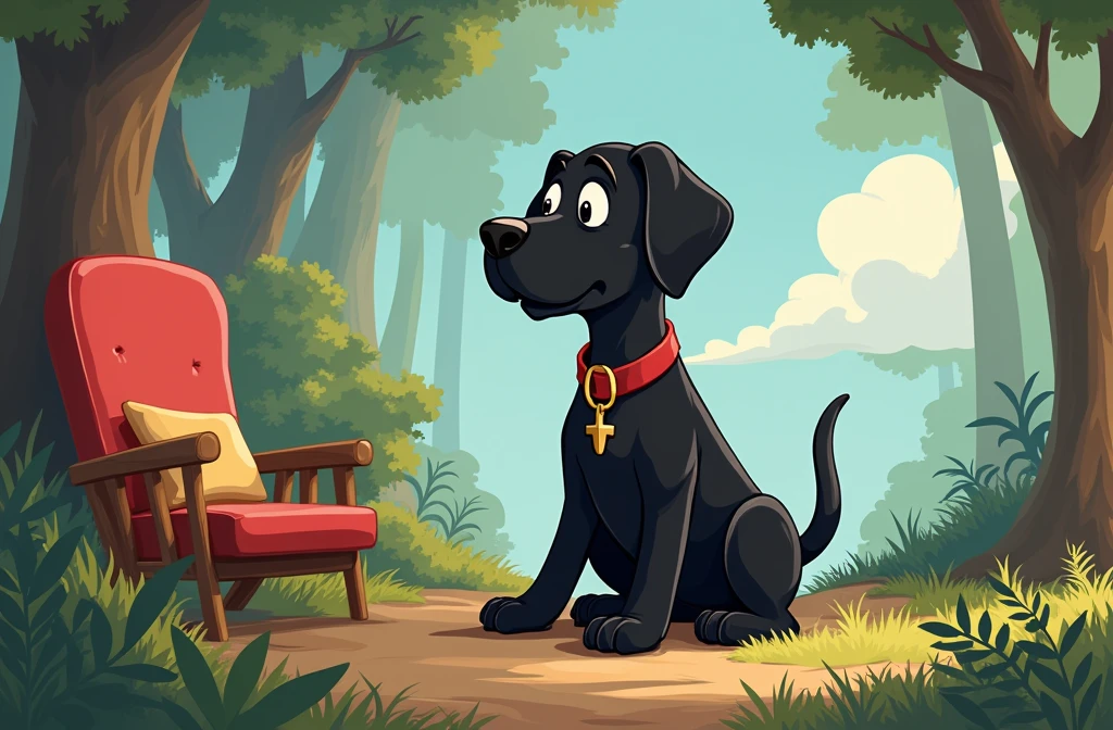 black labrador cartoon character, disney style