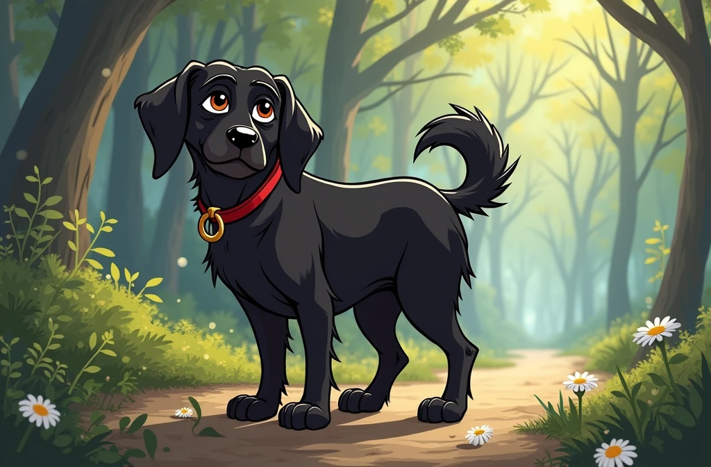 turn the black dog into a cartoon character, disney style