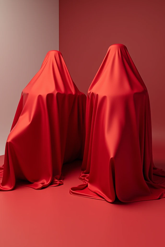 Two motorcycles covered on red cloth