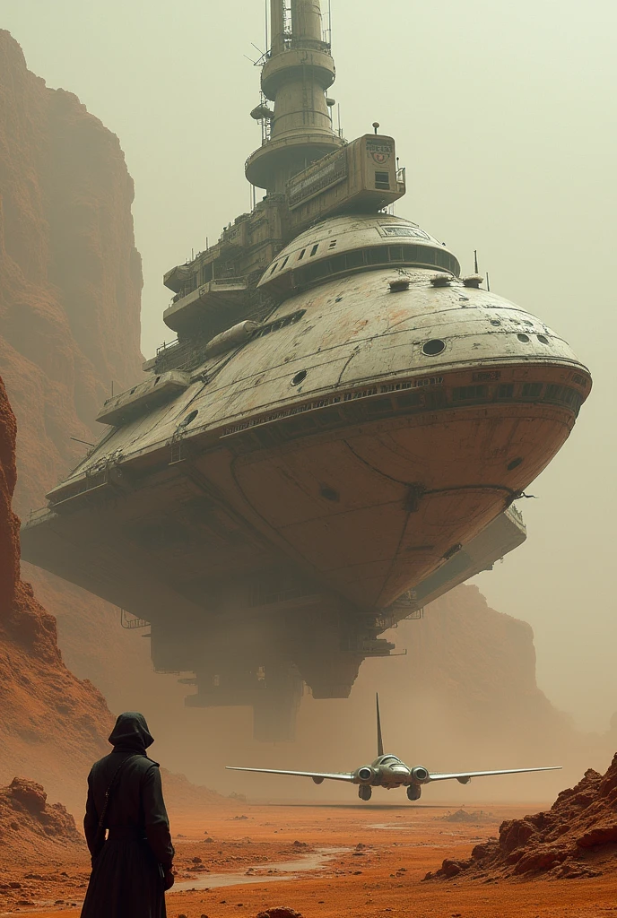 Flying fighter aircraft, Detailed crashed spaceship, Detailed spaceship, movie「Dune」Spaceship, Derelict spacecraft, Valkyrie fighter, flying scifi vehicle, レトロなSF Spaceship, Very detailed, Ancient crashed spaceship, SF Spaceship, Fallout Airplane Concept Art, 古代Spaceship、Total length 12m, Ancient lost technology、