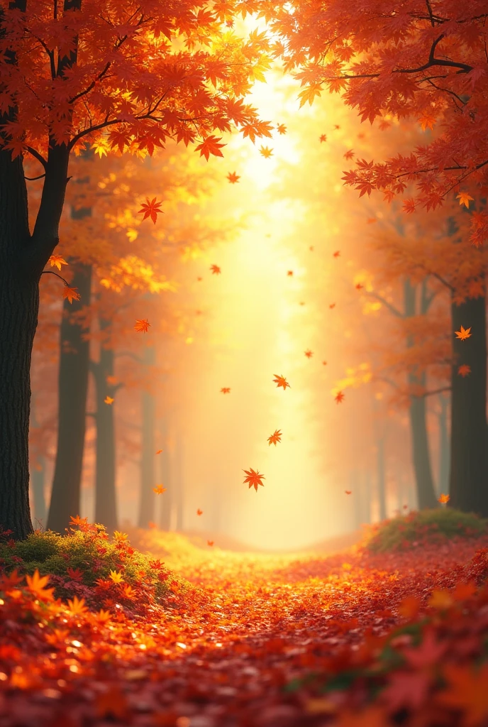 autumn, sunlight, many of maple leaf fall, lead,