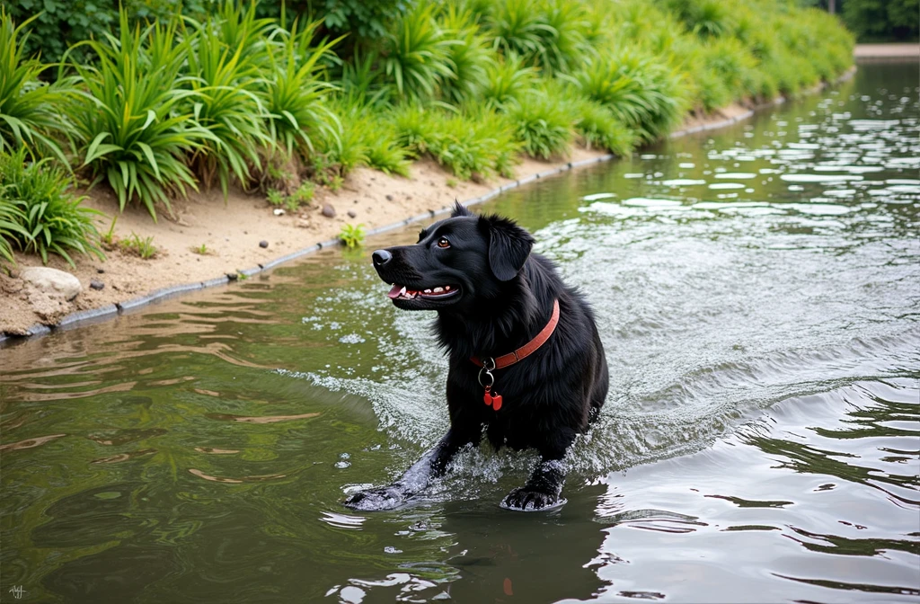 turn the black dog into a cartoon character, disney style
