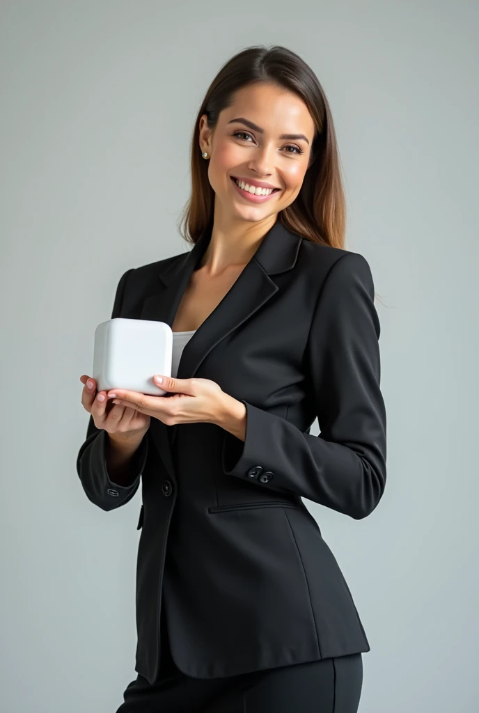 Woman showing product