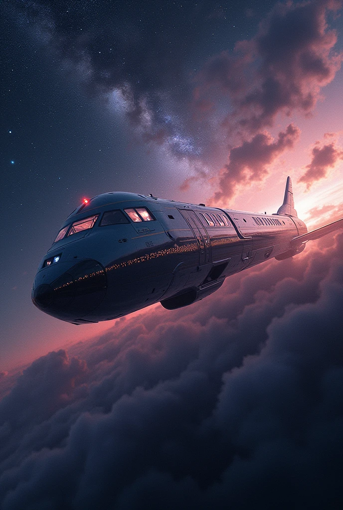 Train-shaped spaceship,10-car train,(Beautiful aircraft:2.0),(The background is outer space and the Milky Way:1.6),masterpiece,Highest quality,Ultra-high resolution,(Super detailed),8k,Realistic,Best aesthetics,beautiful,(dynamic)
