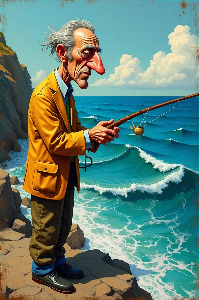 Pablo Pucaso fishing in the sea.