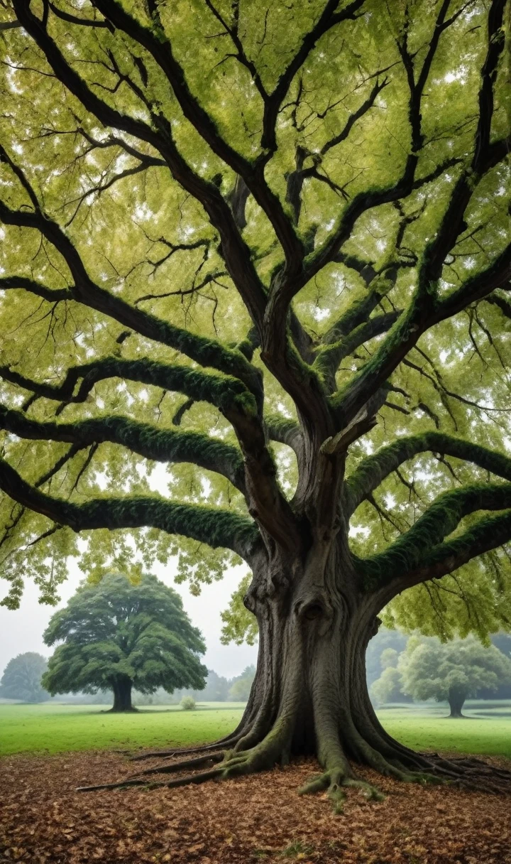 Un très grand arbre mort aux branches dressées et dressées, couvrant toute la toile sur les branches d&#39;arbre, un type très détaillé de nombreux SKULL humains cachés partout, est fascinant, ambiance colorée derrière le sapin, un frêne bleu ciel brillant, par terre, quelques plantes mortes sur l&#39;arbre, branches, et partout dans l&#39;arbre, des milliers de visages humains différents partout dans l&#39;arbre, la tête des peuples est détaillée dans un bel art