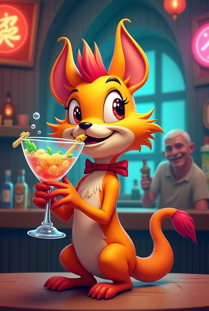 Cartoon character drinking alcohol