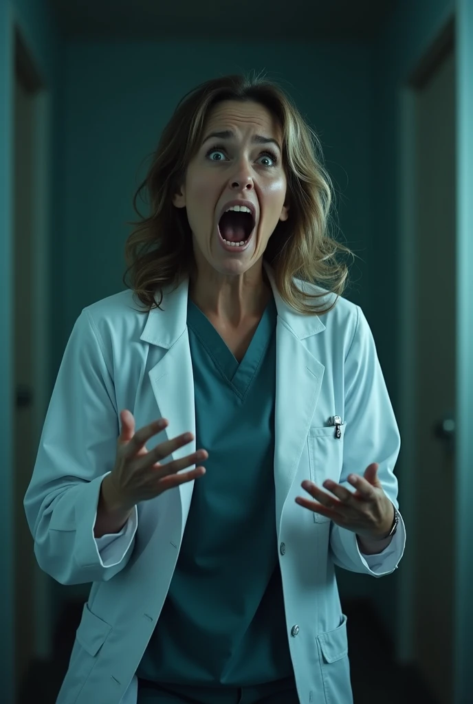 / imagine
That doctor woman is hurt in 11 places, she is crying a lot, she is very sad, she is very scared.