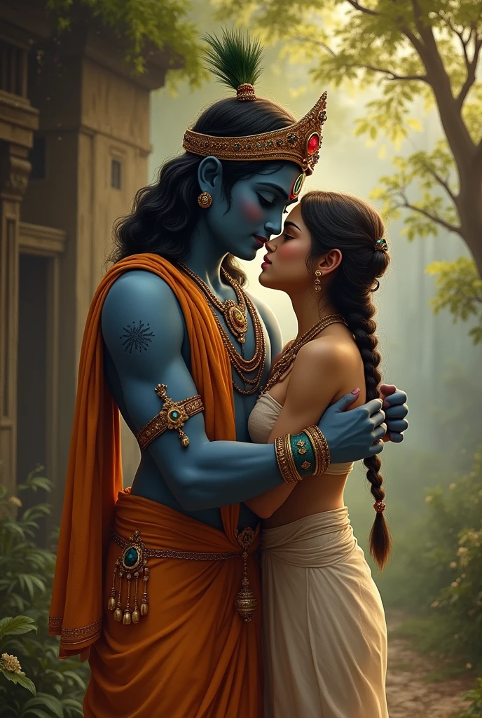 Lord krishna attached to this devote not expensive luxurious palace. Make devote dressed normal caring as father to his devotee