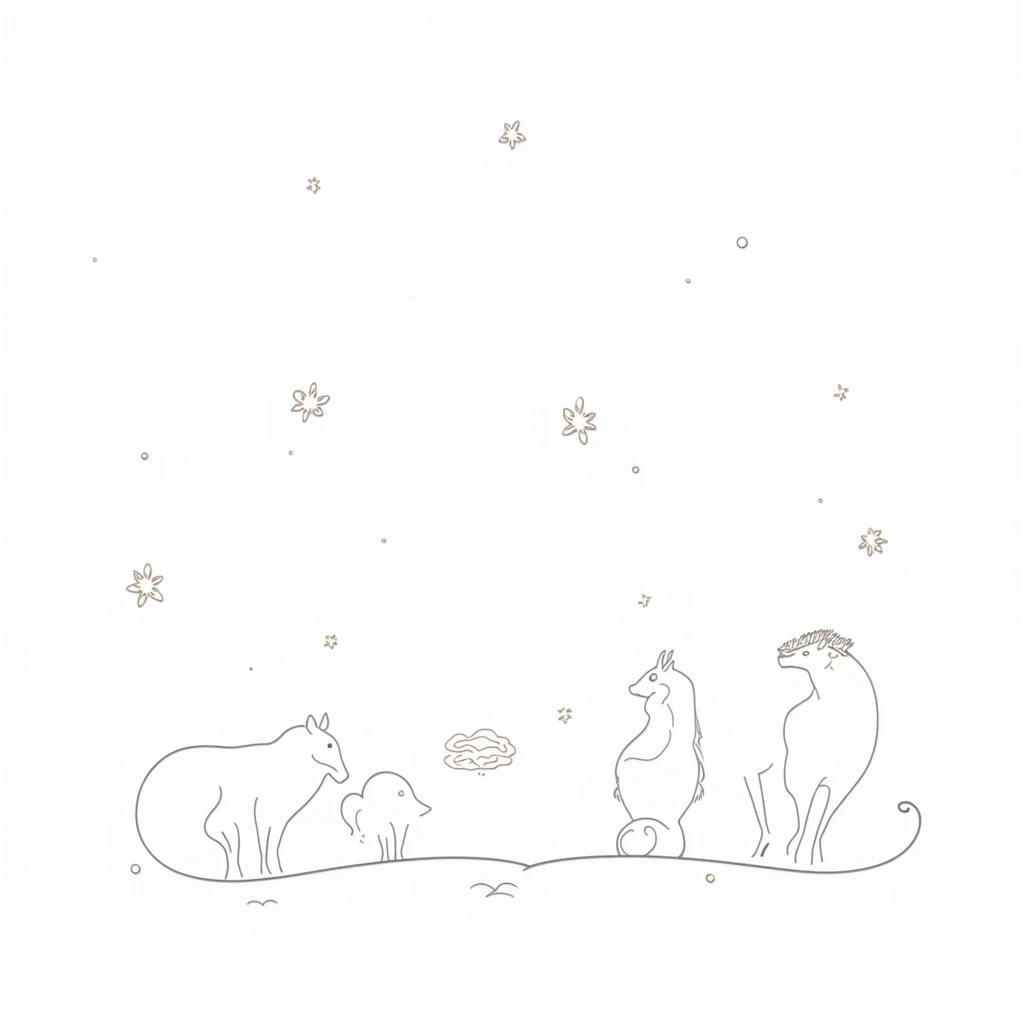 Coloring Book , Thin Line , White background with large negative space , Simple style , Chinese traditional animal patterns , Poetic atmosphere