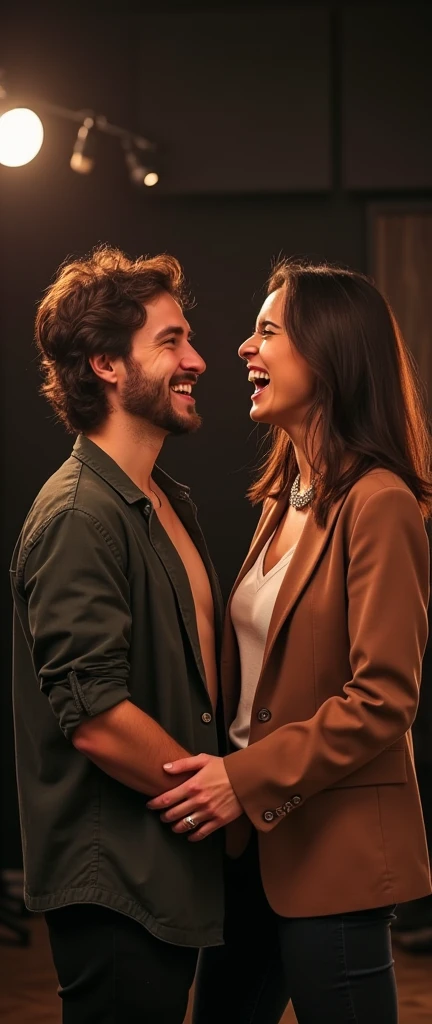 As he drops a particularly clever line, she lets out a quick laugh, the sound adding to the track’s vibe. Her ad-libs aren’t just background noise—they’re an integral part of the performance, hyping him up and adding to the overall energy of the session.